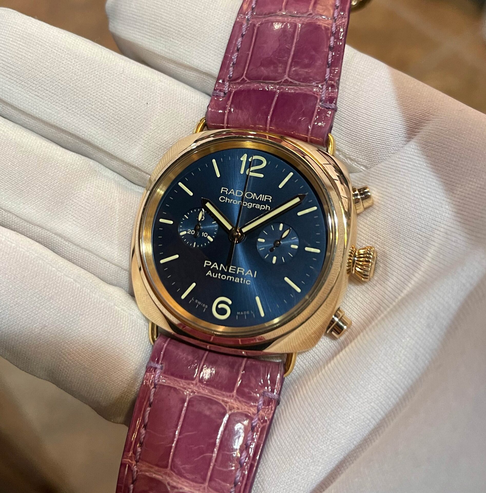 Panerai Radiomir Chronograph 18k Rose Gold Blue Dial