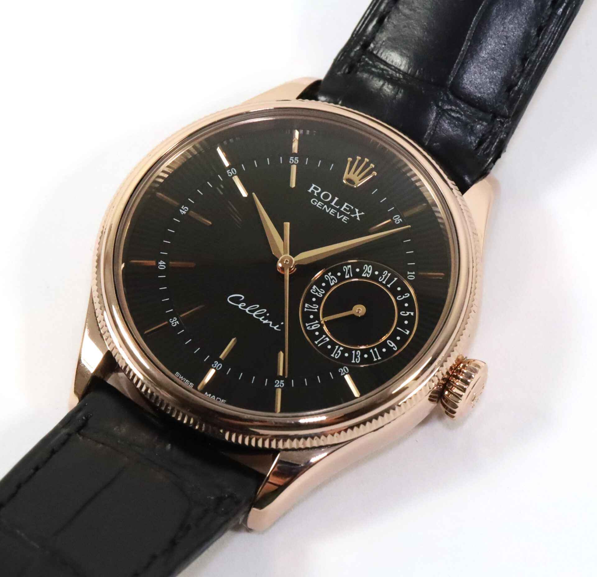 Rolex Cellini Date Black Dial 50515 18k Rose Gold 39mm Box Papers | TNS ...