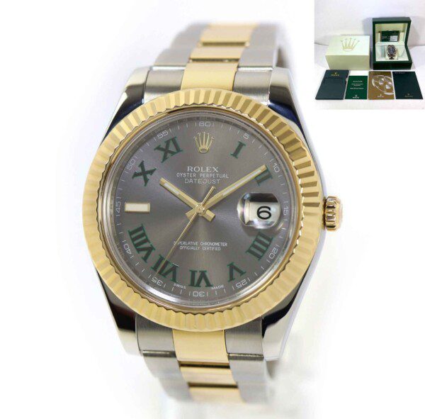 Rolex Datejust II 116333 Steel & Gold Grey Green Dial