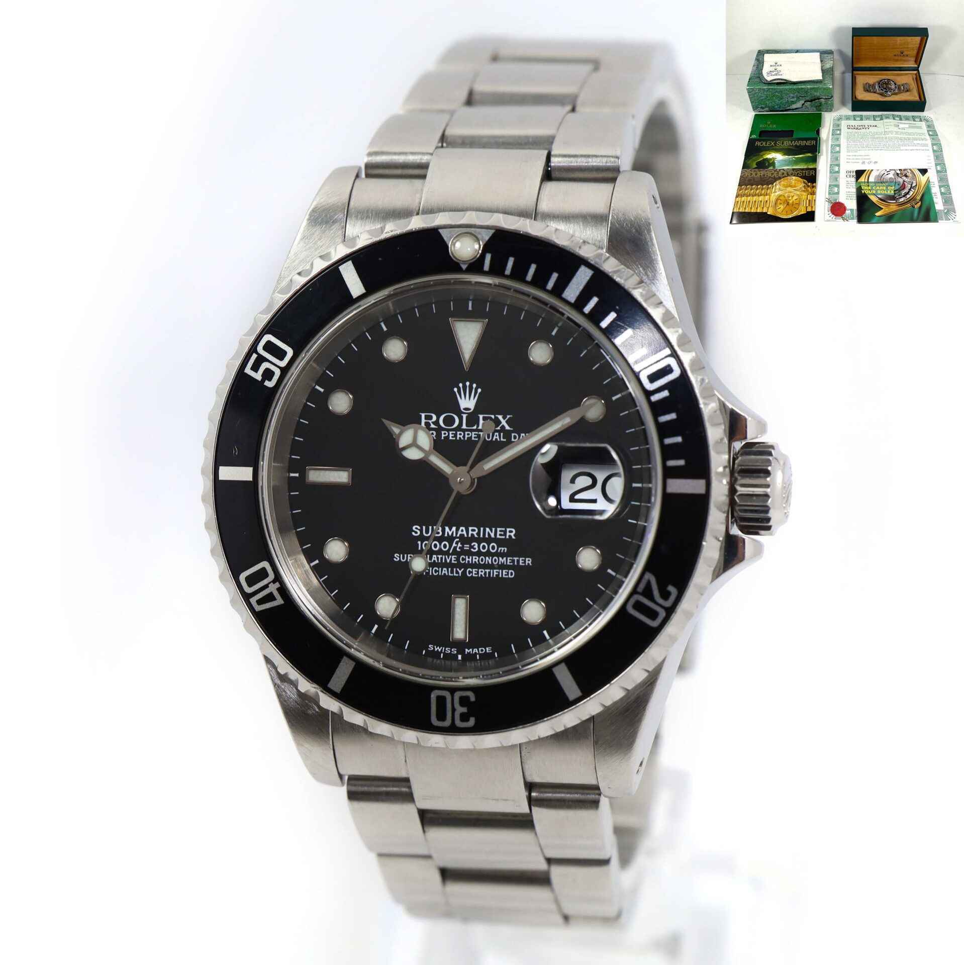 2000 Rolex Submariner Date 16610 P Serial 40mm Black Dial Box