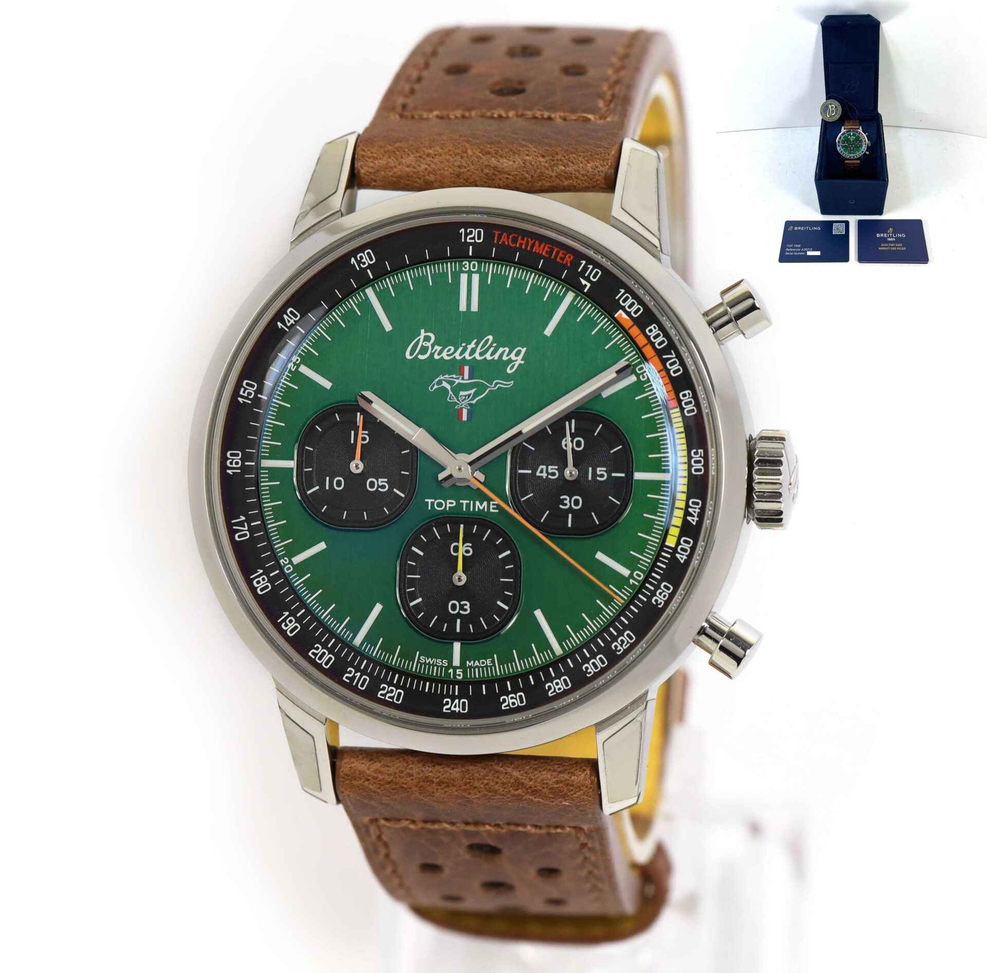 New Breitling Top Time Ford Mustang A253101A1L1X1 42mm Green Box Papers ...