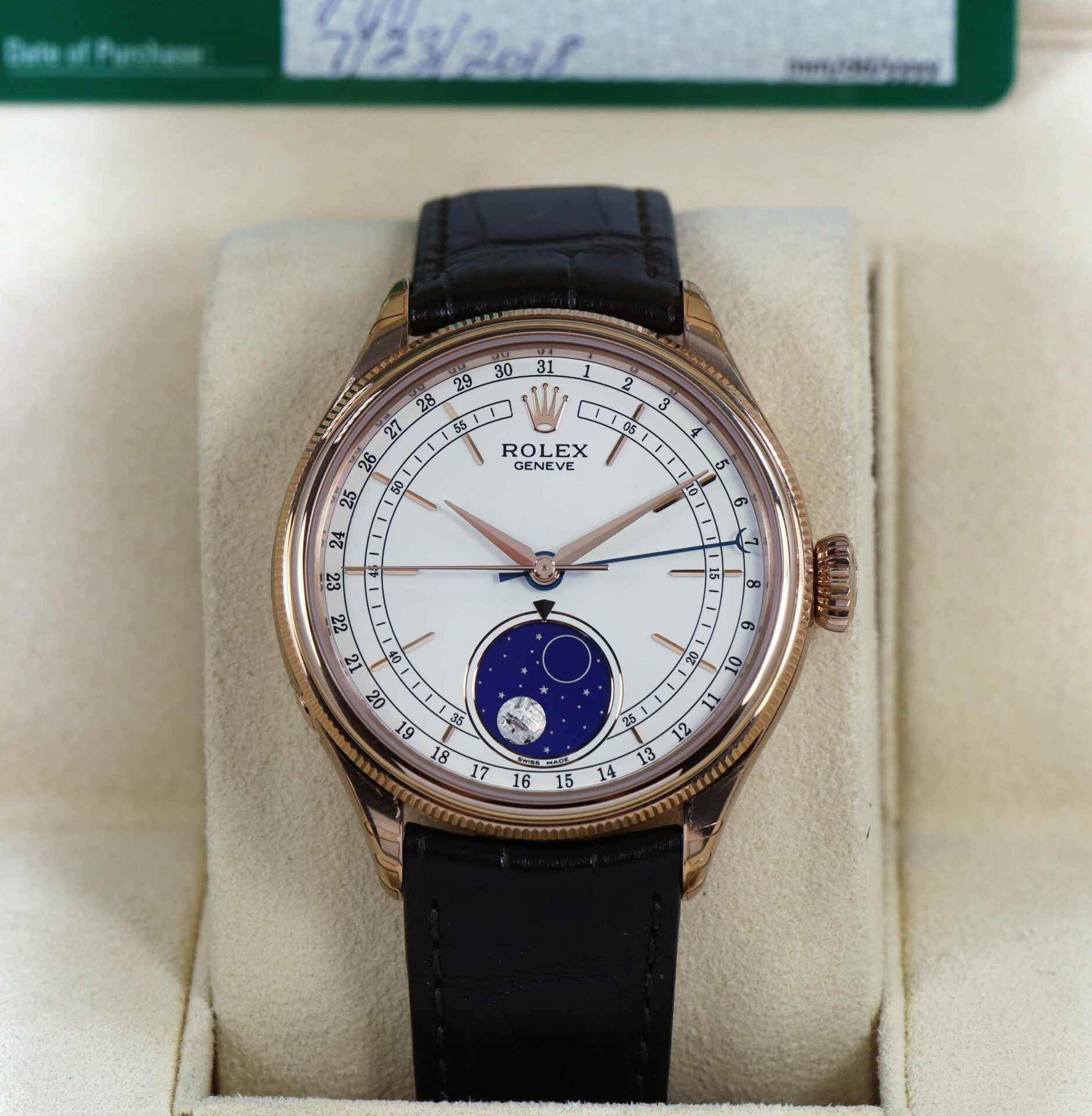 NOS 2018 Rolex Cellini Moonphase 50535 39mm Box Papers Case Stickers