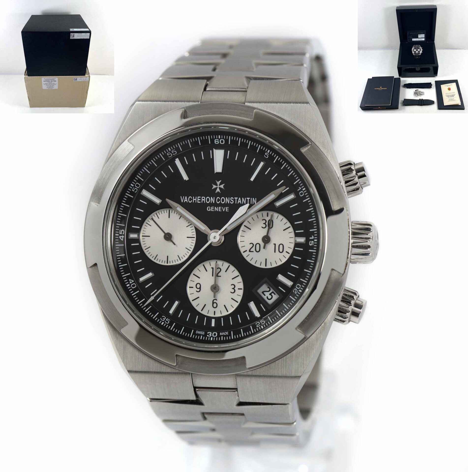 Vacheron Constantin Overseas Chronograph Black Dial 5500V/110A-B481 Box  Papers