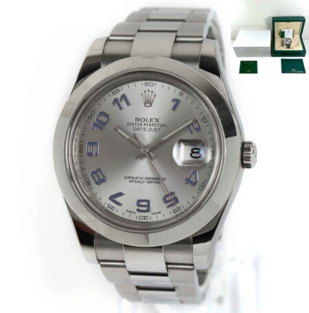 Rolex Datejust II 41mm 116300 Grey Arabic Dial Box Papers