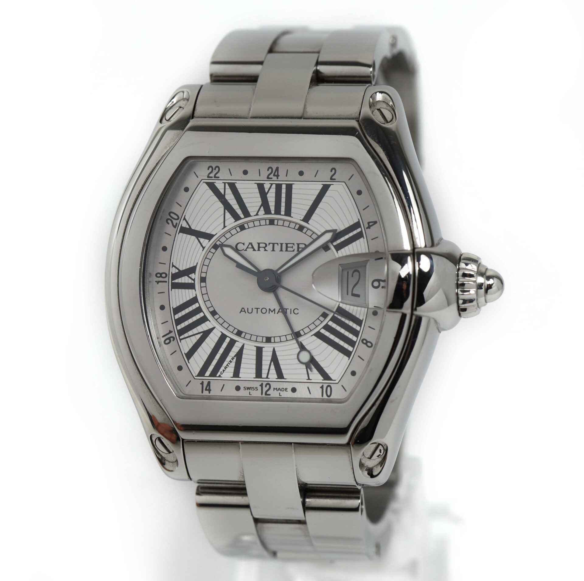 Cartier Roadster XL GMT 2722 42mm Silver Dial Stainless Steel