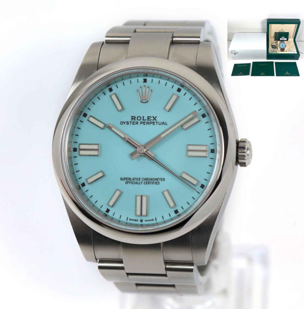 2021 Rolex Oyster Perpetual 41 Turquoise Tiffany Blue 124300 41mm Box ...