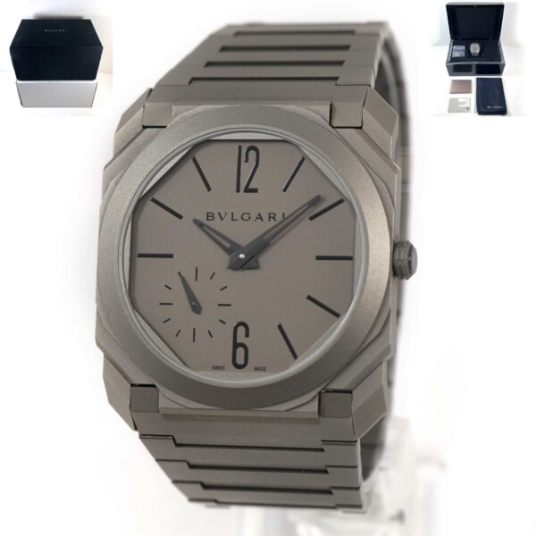 Bvlgari Octo Finissimo Titanium Ultra Thin Mens Watch 102713 Box Papers