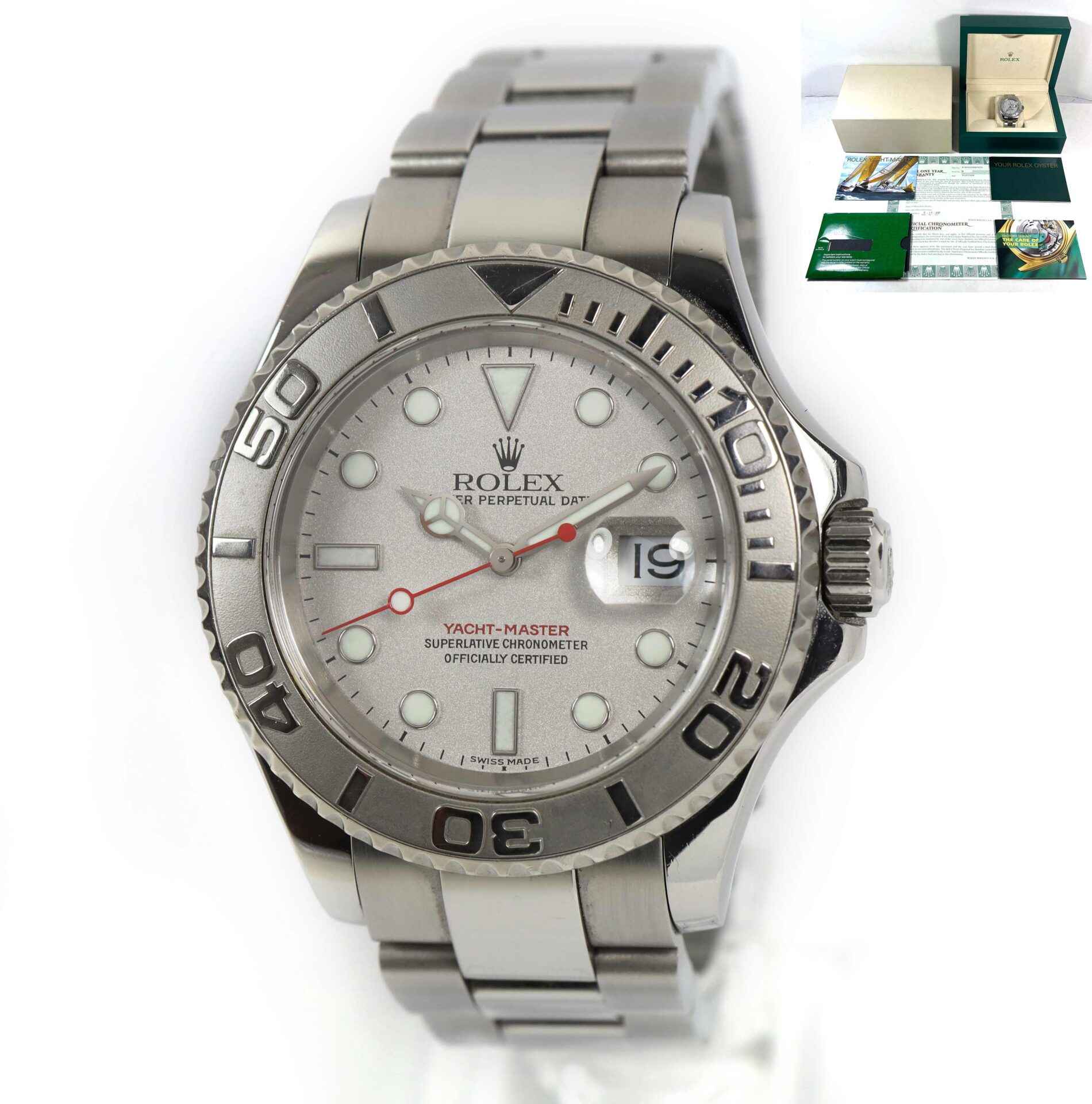 Rolex Yacht-Master 40mm 16622 Platinum Dial Stainless Steel Boxes/Papers!