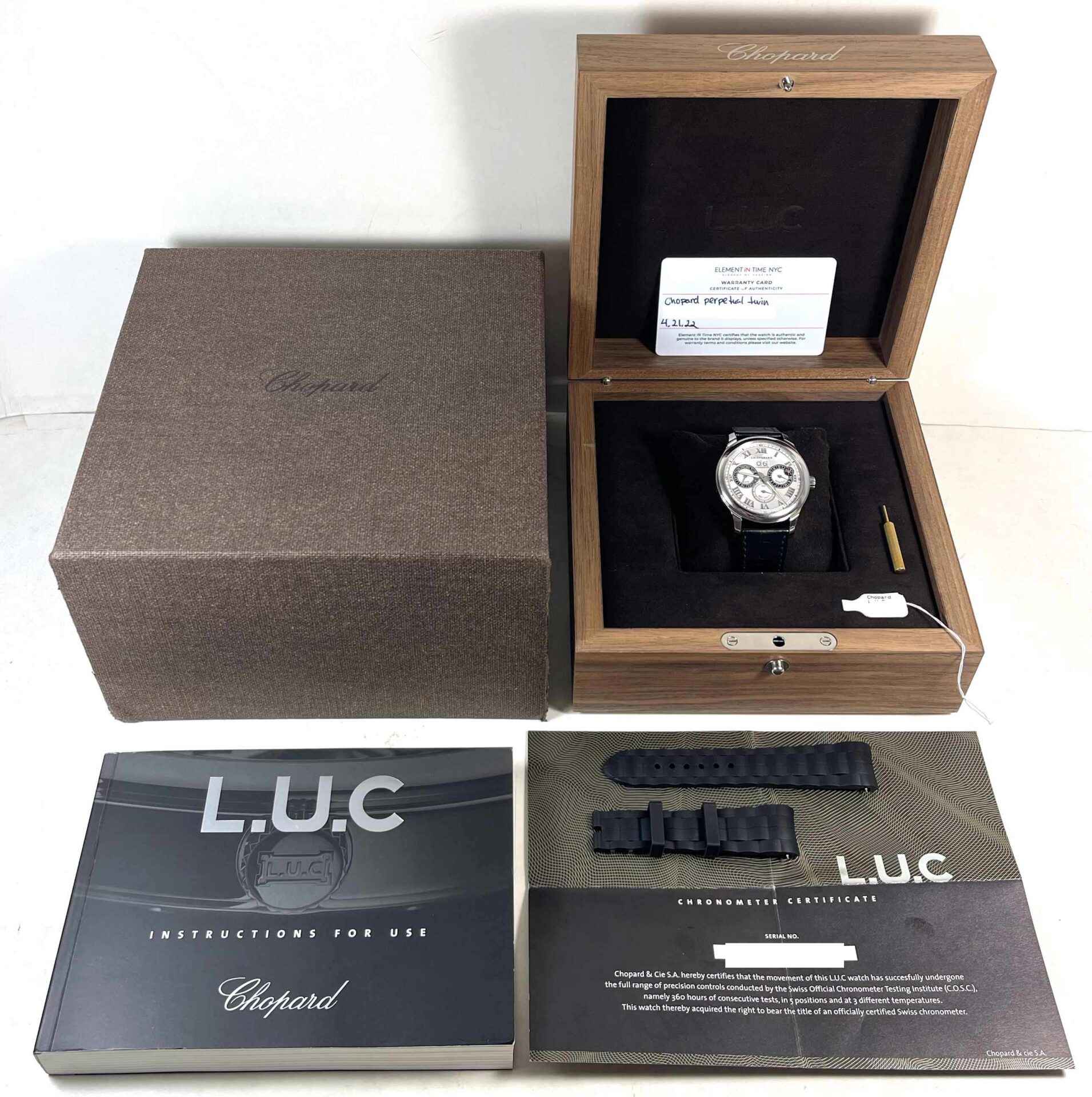 Chopard L.U.C Perpetual Twin 168561 3001 43mm Silver Dial Box Papers