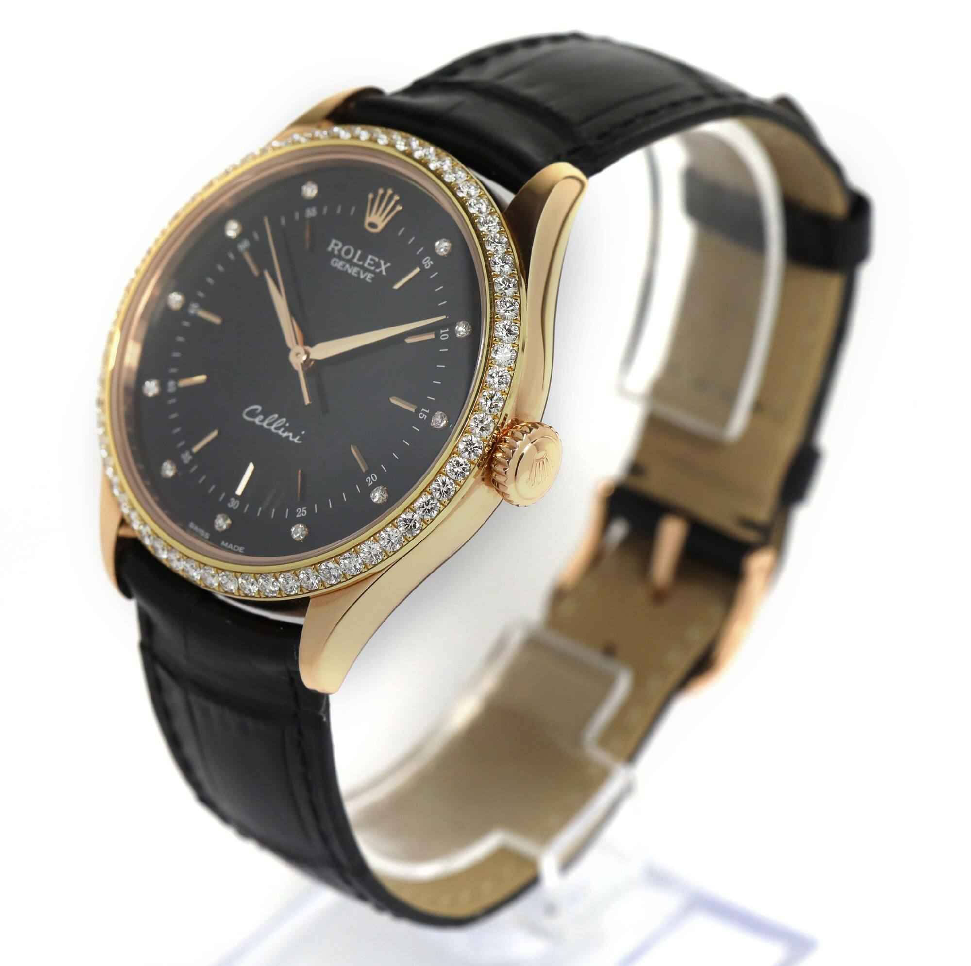 Rolex cellini rose gold black clearance dial