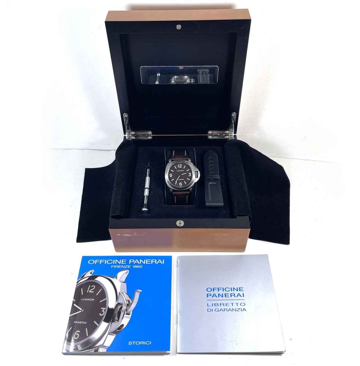 Panerai Luminor Base PAM00055 44MM Titanium Brown Dial Box Booklets