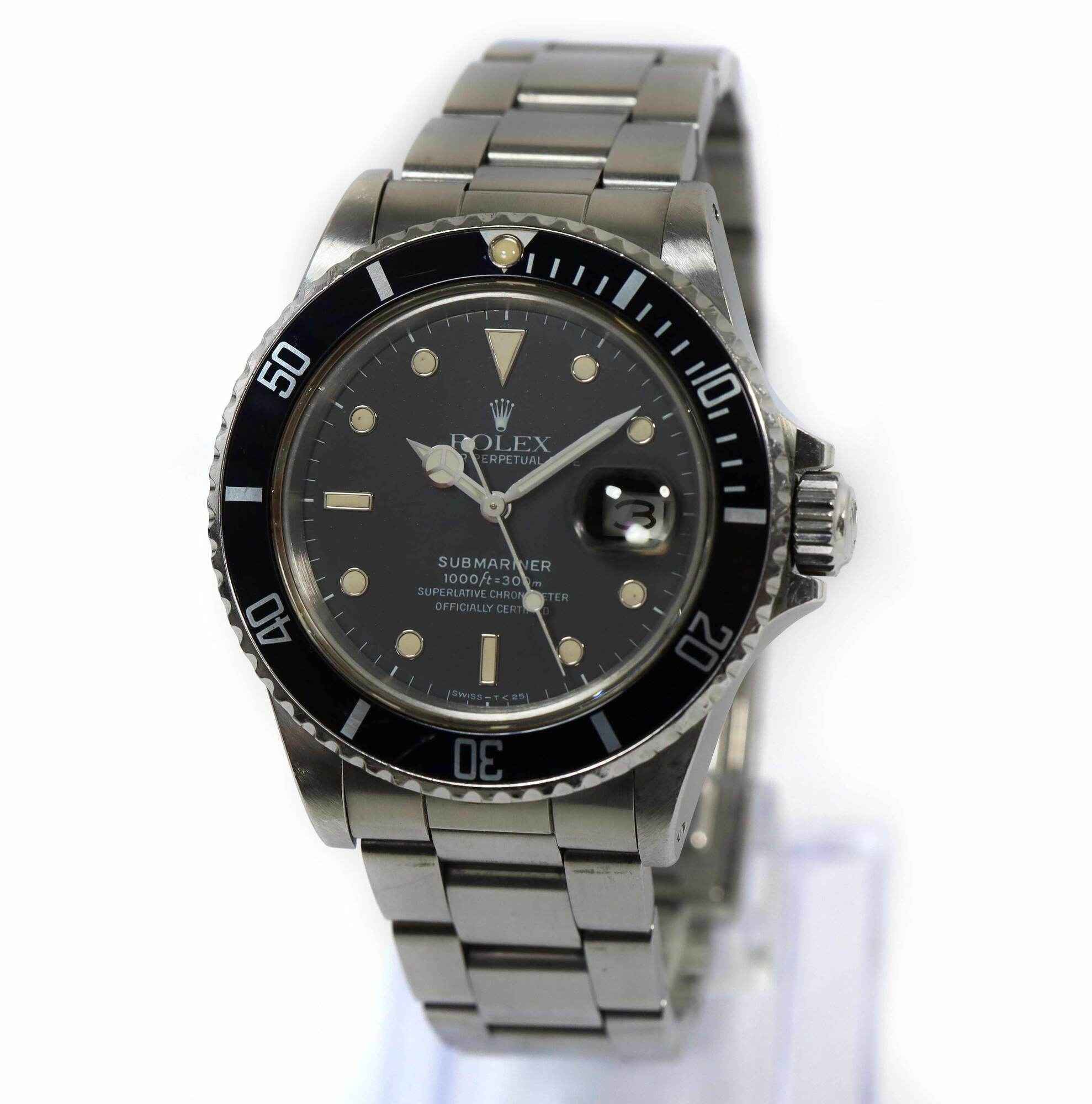 1987 Rolex Submariner Date 16800 40MM Black Spotted Patina Dial