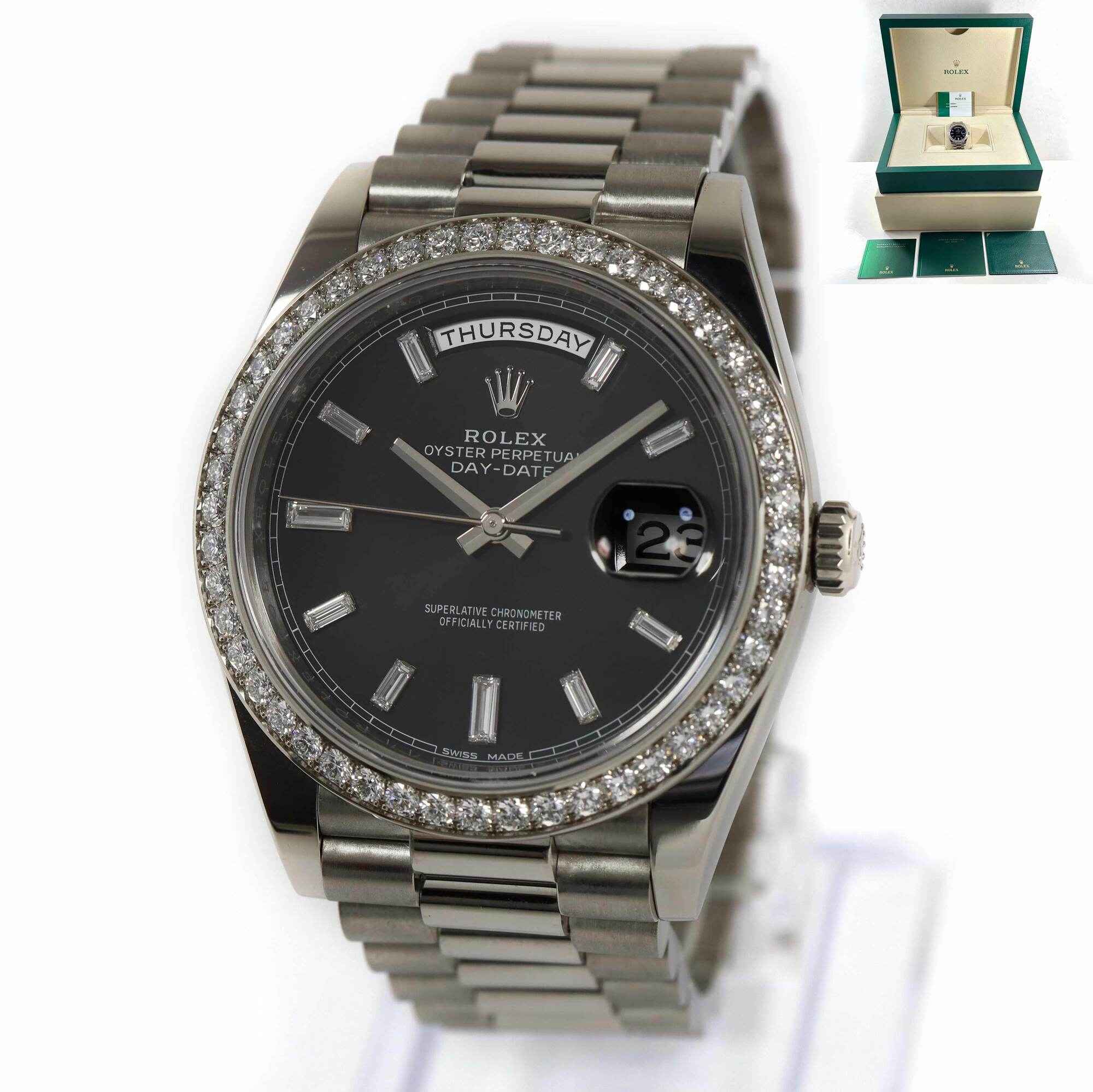 2016 Rolex Day Date President 228349RBR 40mm Black Baguette Factory Diamond B P