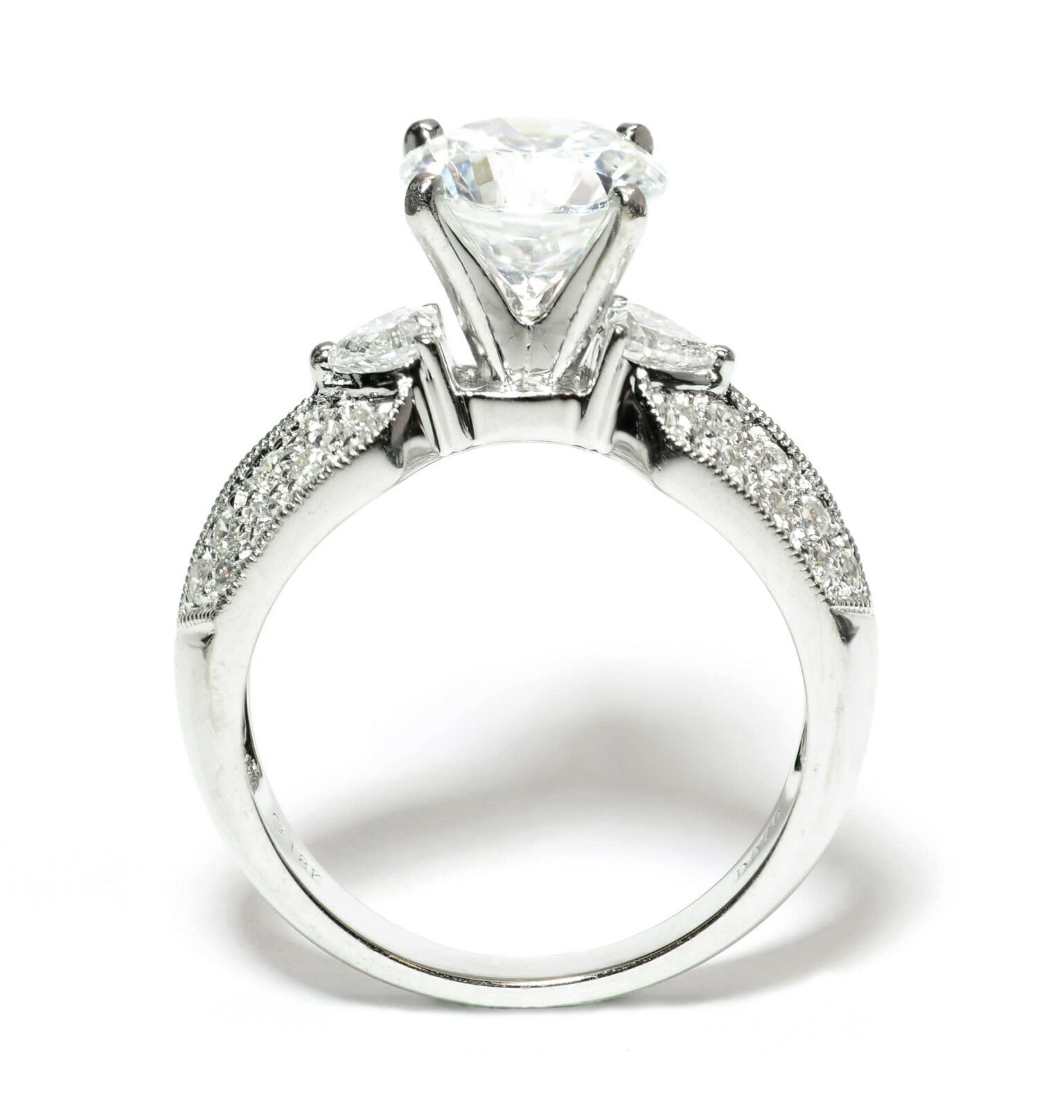 Double Heart-Shaped Diamond Engagement Semi-Mount Ring in 18k White ...