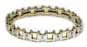 Mens-Railroad-Diamond-Bracelet-in-14k-Two-Tone-Gold-18-ct-SI-38g-111881608040