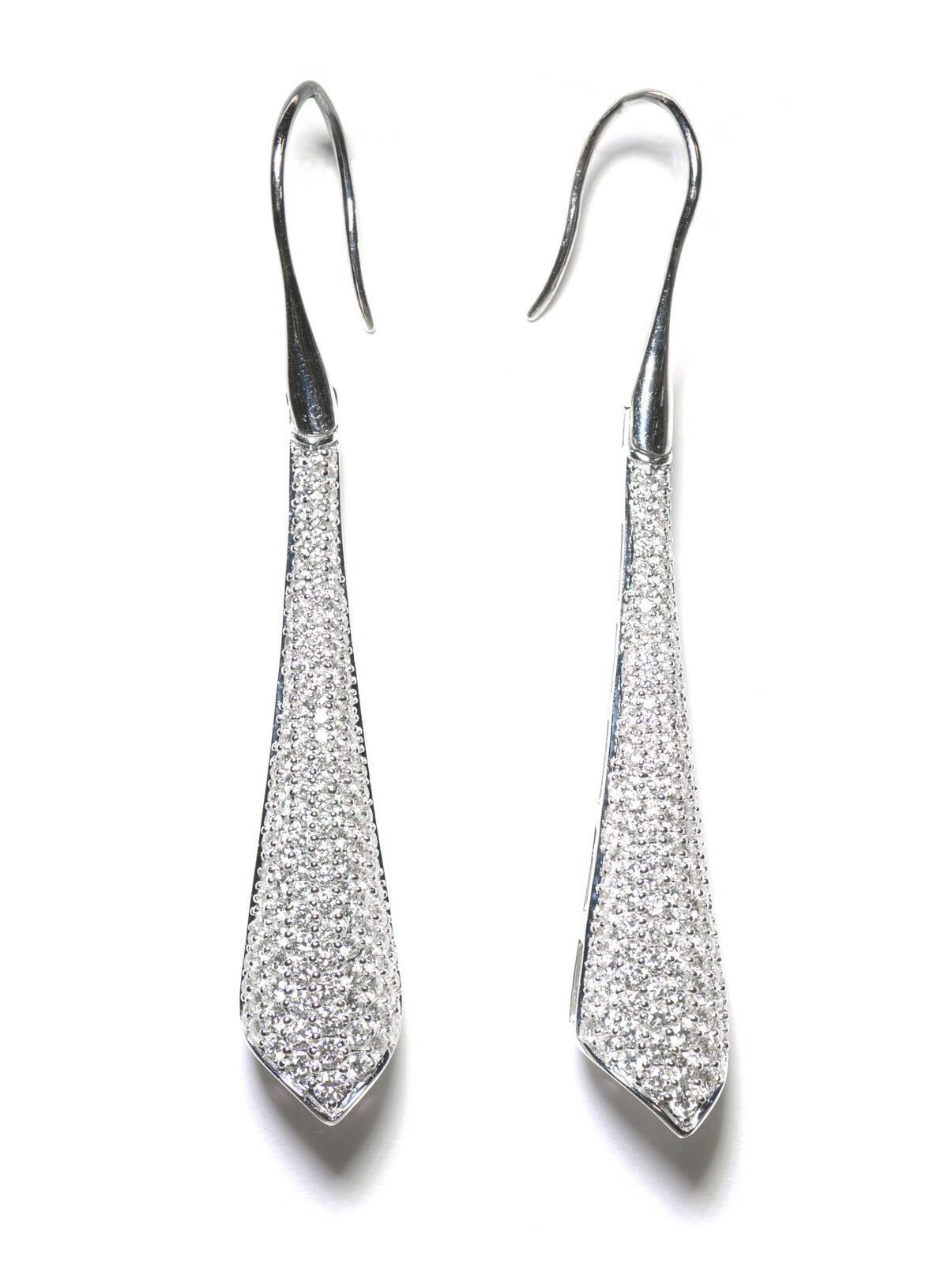 Diamond Dangle Drape Fish Hook Earrings in 18K White Gold (2.25 ct TDW, VS1/VS2