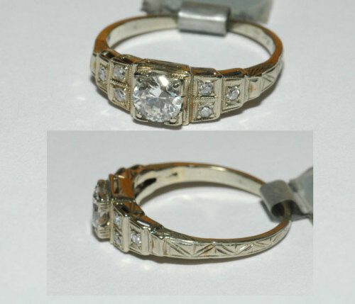 Antique-EDWARDIAN-style-Cut-050ct-Natural-Untreated-G-SI1-Diamond-Ring-140768242833