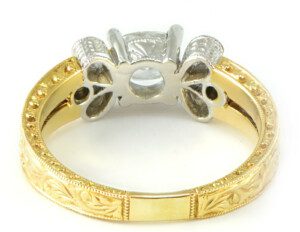 Vintage-Style-Oval-Diamond-Engagement-Ring-18k-Two-Tone-Hand-Engraved-7ct-SZ-6-132237348983-3