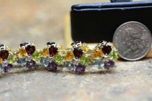 14K-Yellow-Gold-33cts-Topaz-Peridot-Amethyst-Bracelet-Diamond-Vintage-111290135395-5