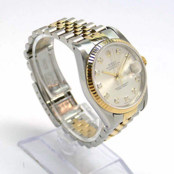 Rolex Datejust Diamond Dial Steel Yellow Gold Mens Watch 16233 Box