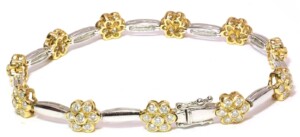 Flower-Diamond-Tennis-Bracelet-14k-Yellow-White-Gold-248ct-VS-172107087066