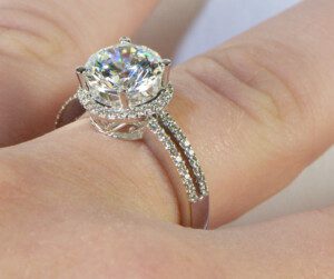 Round-Halo-Diamond-Engagement-Ring-Semi-18k-White-Gold-Double-Band-SZ-65-172979264046-5