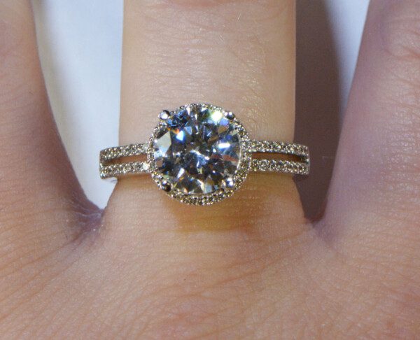 double band diamond engagement ring